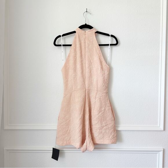 NWT Lulus Entirely Darling Floral Jacquard Halter Romper in Blush Pink XS - Picture 6 of 7